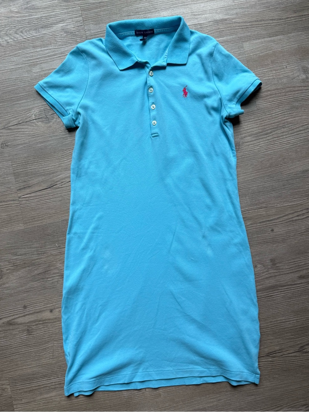 Ralph Lauren Polo Dress Womens Medium Turquoise Blue Short Sleeve Mini